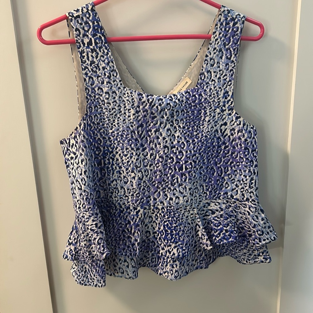 Rebecca Taylor Silk Leo Fever Ruffle Top